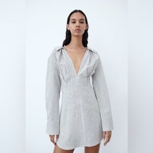 Zara The Camille Striped Shirt Dress